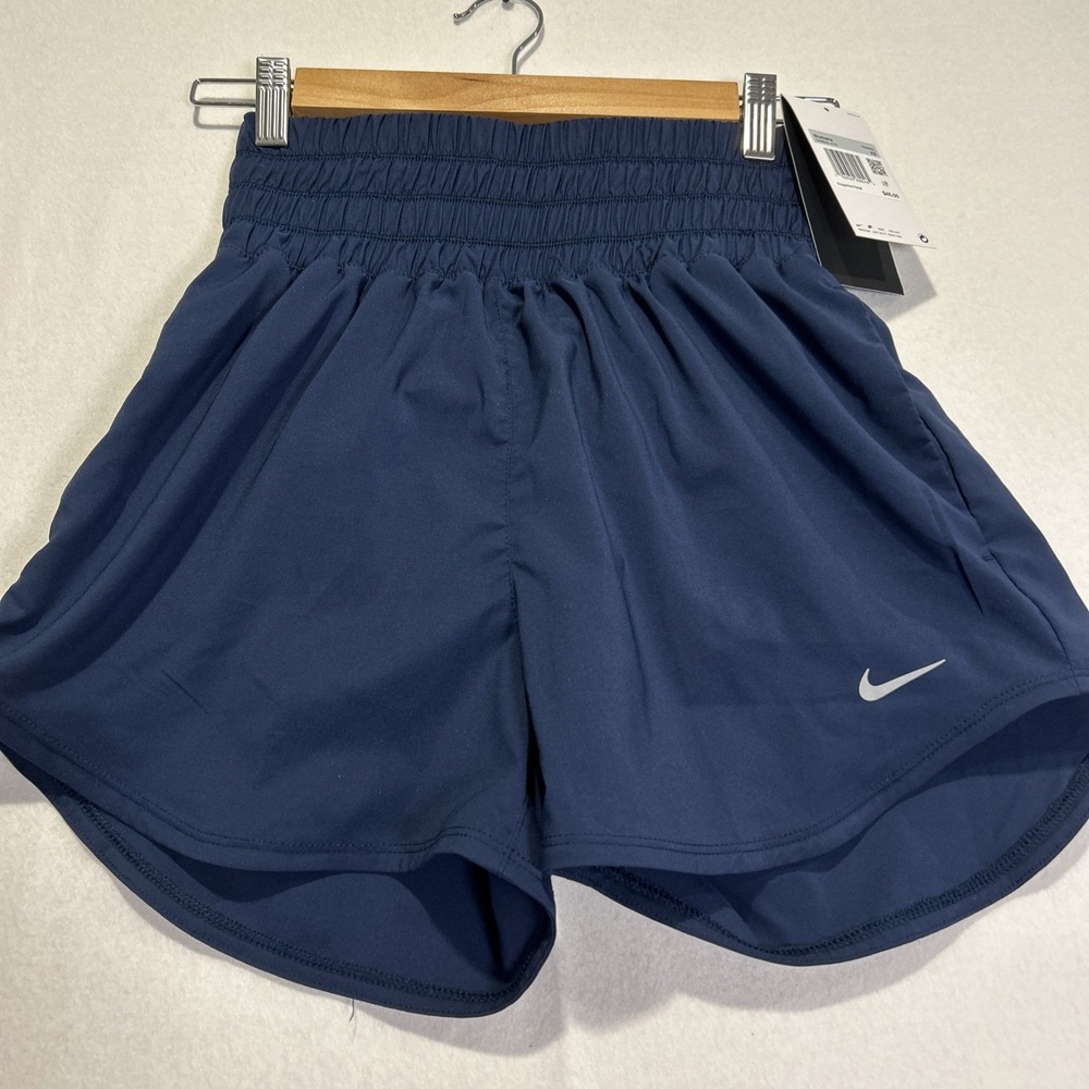 Nike Training Shorts High Waist Womens XS Blue DX6642 Brief Lined Running 3"